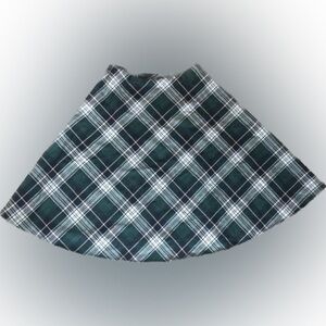 Vintage 70s Green Plaid Midi Pleated Skirt size M